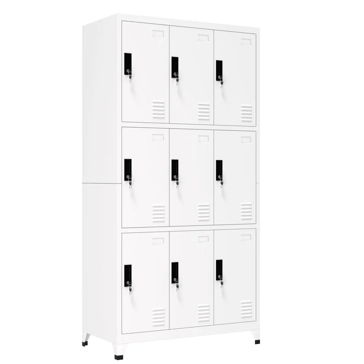 Garderobe Spind FORTI Metall 9 Fächer 90 x 180 cm weiss