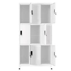Garderobe Spind FORTI Metall 9 Fächer 90 x 180 cm weiss