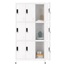 Garderobe Spind FORTI Metall 9 Fächer 90 x 180 cm weiss