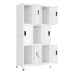 Garderobe Spind FORTI Metall 9 Fächer 90 x 180 cm weiss