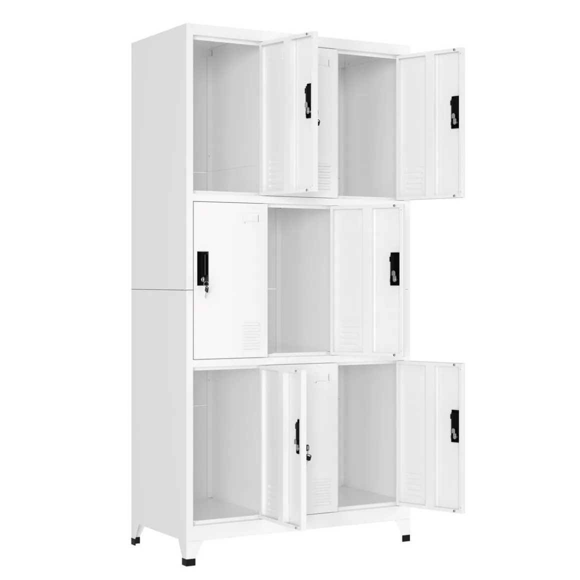 Garderobe Spind FORTI Metall 9 Fächer 90 x 180 cm weiss