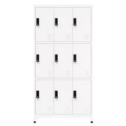 Garderobe Spind FORTI Metall 9 Fächer 90 x 180 cm weiss