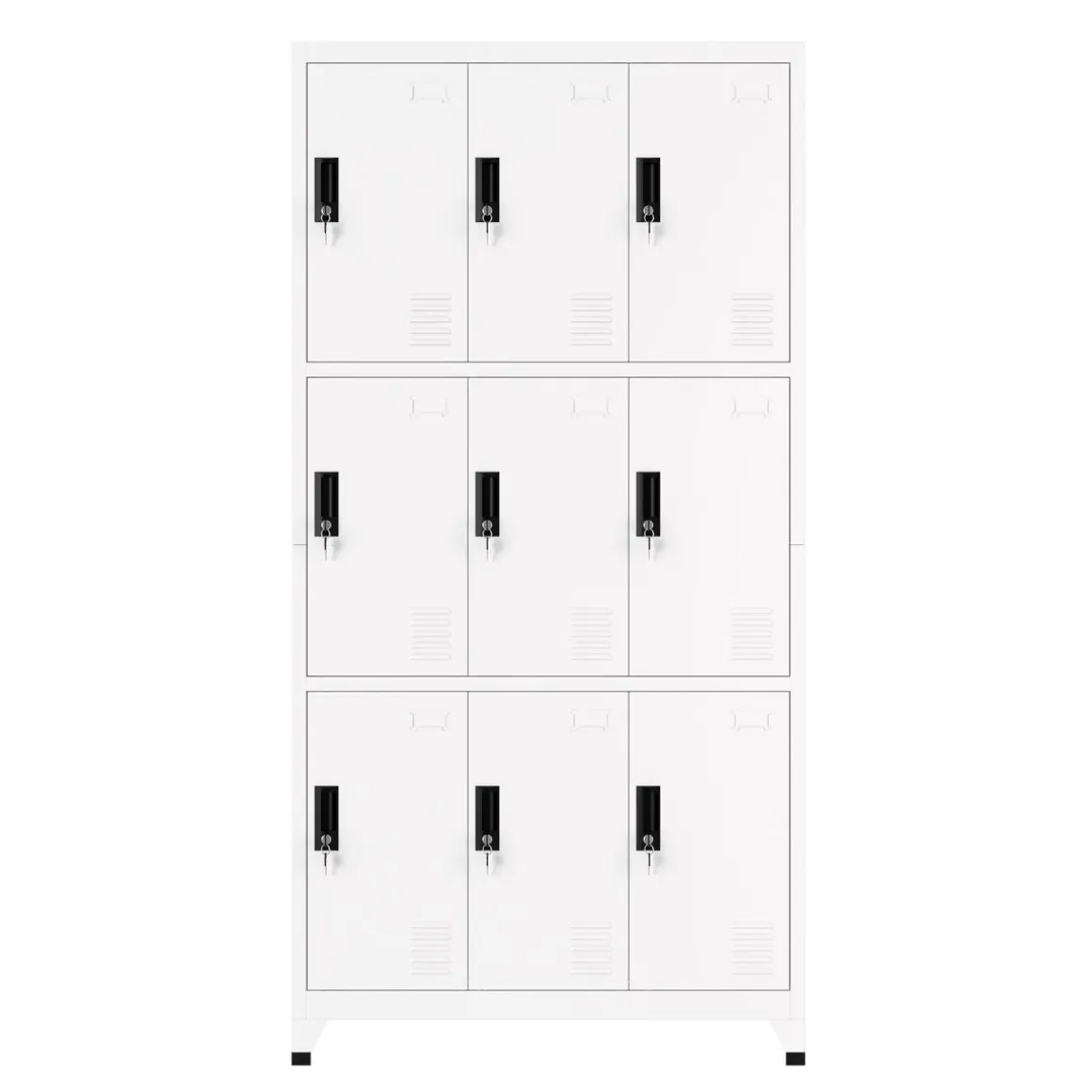 Garderobe Spind FORTI Metall 9 Fächer 90 x 180 cm weiss