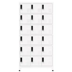 Garderobe Spind FORTI Metall 18 Fächer 90 x 180 cm weiss