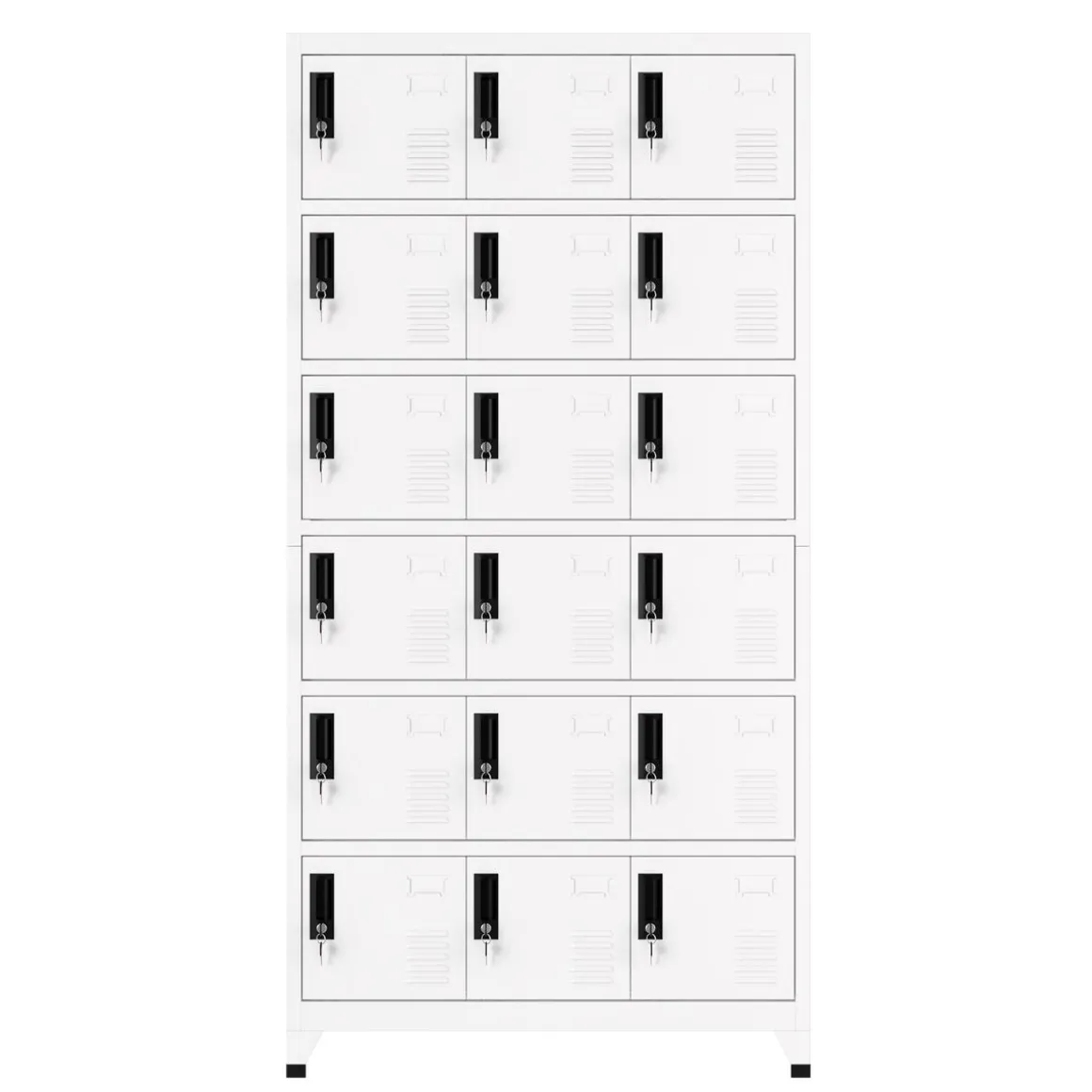 Garderobe Spind FORTI Metall 18 Fächer 90 x 180 cm weiss