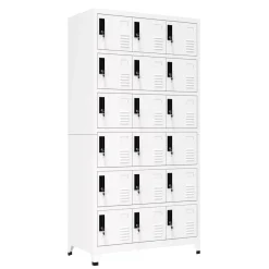 Garderobe Spind FORTI Metall 18 Fächer 90 x 180 cm weiss