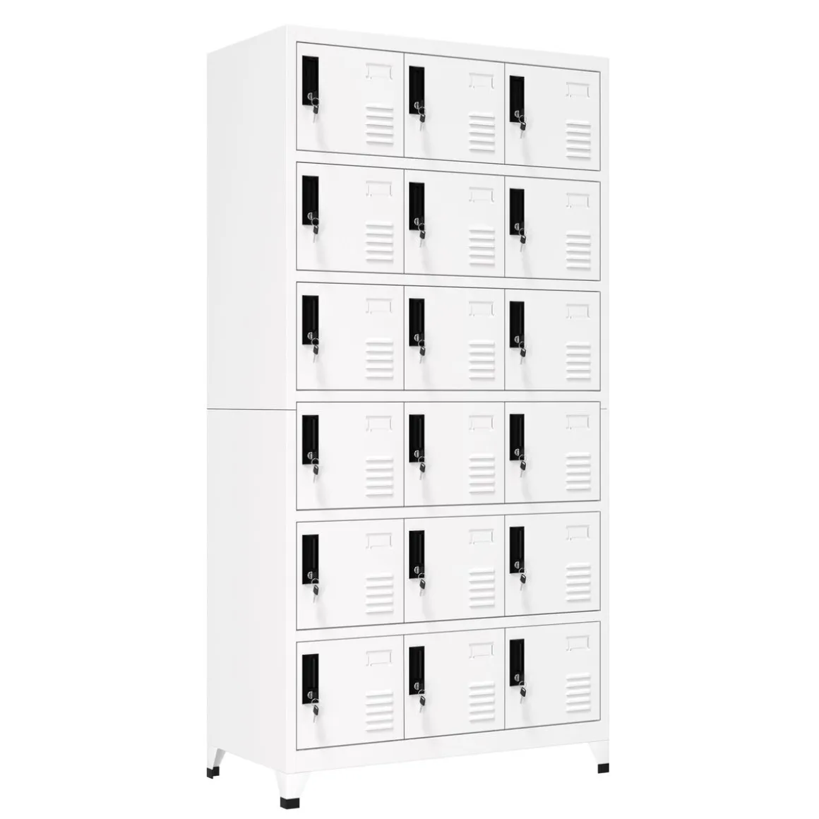 Garderobe Spind FORTI Metall 18 Fächer 90 x 180 cm weiss