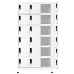 Garderobe Spind FORTI Metall 18 Fächer 90 x 180 cm weiss