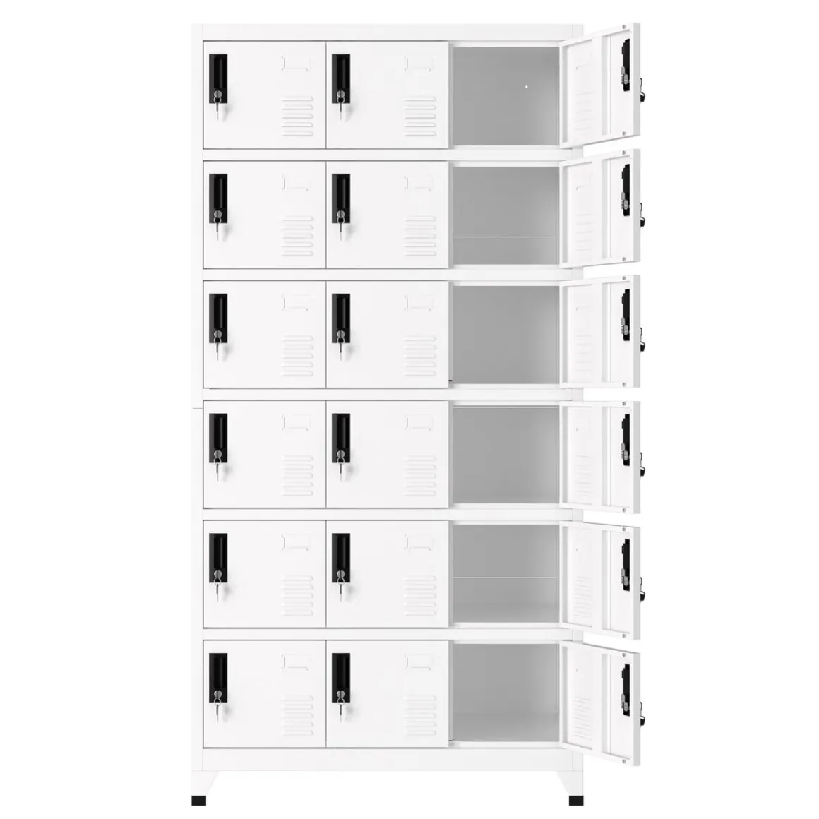 Garderobe Spind FORTI Metall 18 Fächer 90 x 180 cm weiss