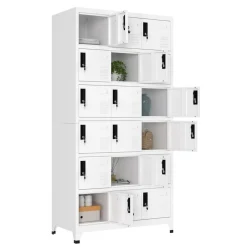 Garderobe Spind FORTI Metall 18 Fächer 90 x 180 cm weiss