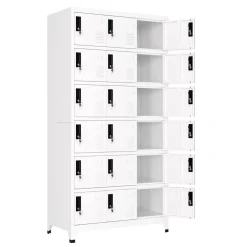 Garderobe Spind FORTI Metall 18 Fächer 90 x 180 cm weiss