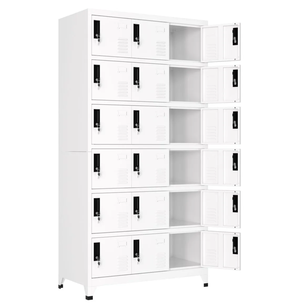 Garderobe Spind FORTI Metall 18 Fächer 90 x 180 cm weiss
