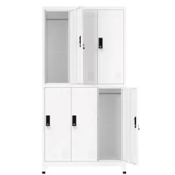 Garderobe Spind FORTI Metall 6 Fächer 90 x 180 cm weiss