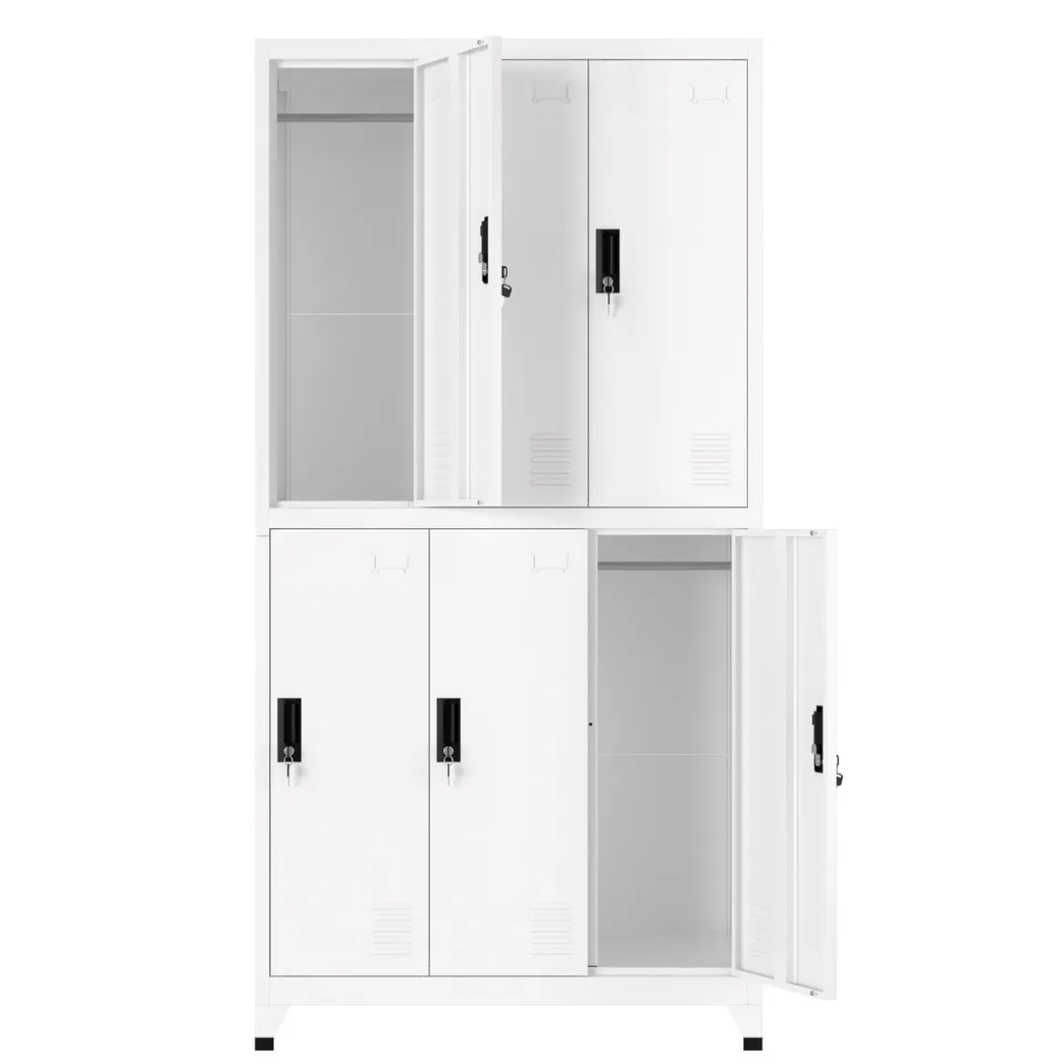 Garderobe Spind FORTI Metall 6 Fächer 90 x 180 cm weiss