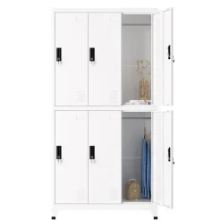 Garderobe Spind FORTI Metall 6 Fächer 90 x 180 cm weiss