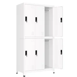 Garderobe Spind FORTI Metall 6 Fächer 90 x 180 cm weiss