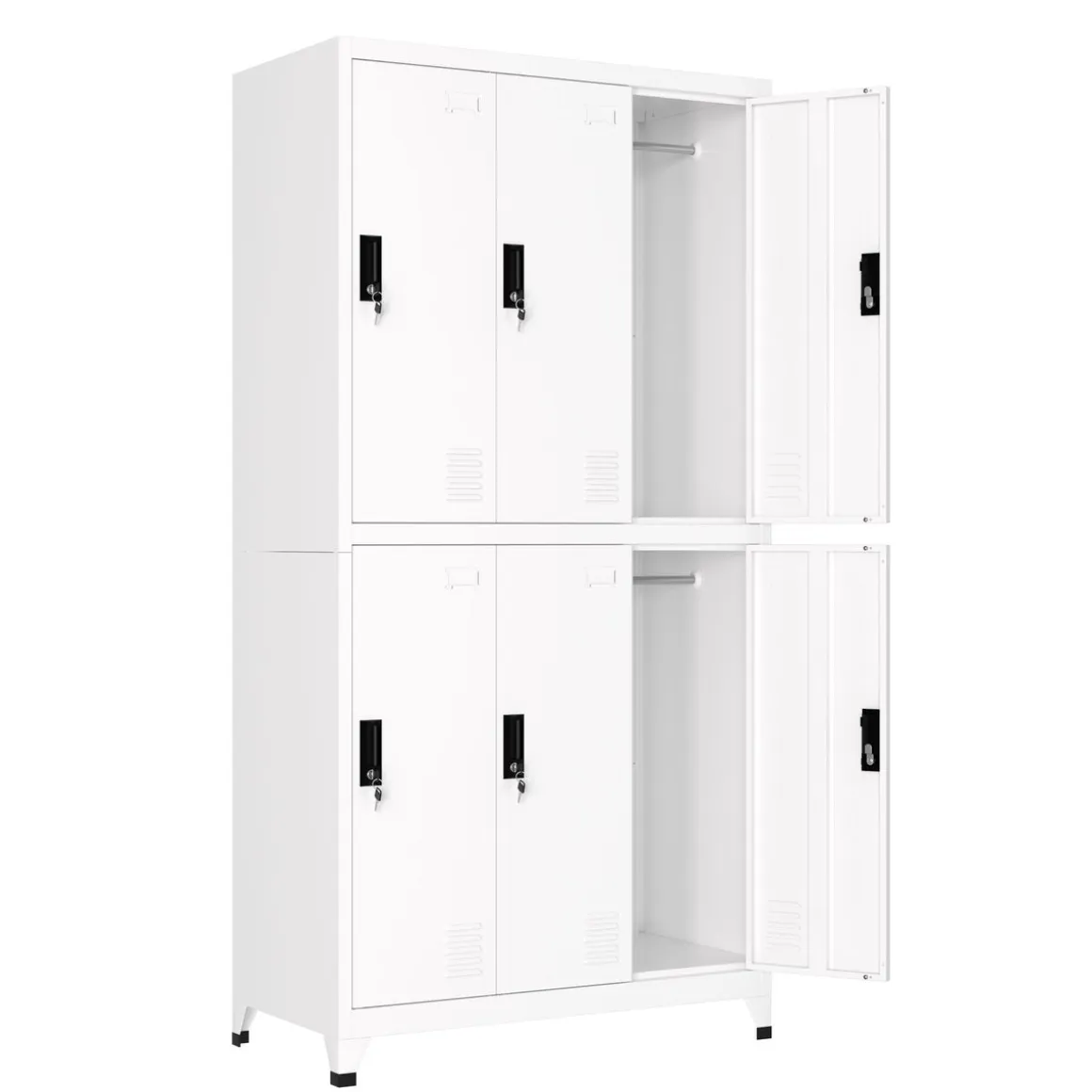 Garderobe Spind FORTI Metall 6 Fächer 90 x 180 cm weiss