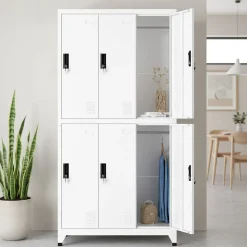 Garderobe Spind FORTI Metall 6 Fächer 90 x 180 cm weiss