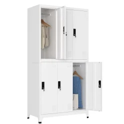 Garderobe Spind FORTI Metall 6 Fächer 90 x 180 cm weiss
