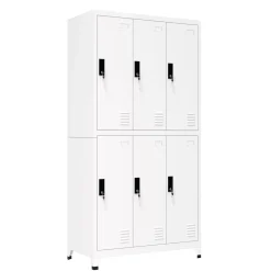 Garderobe Spind FORTI Metall 6 Fächer 90 x 180 cm weiss
