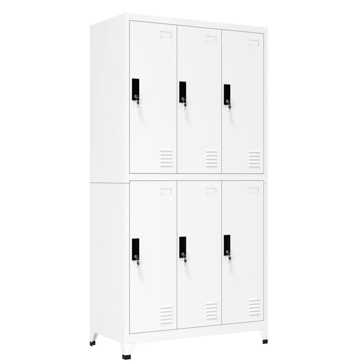 Garderobe Spind FORTI Metall 6 Fächer 90 x 180 cm weiss