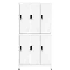 Garderobe Spind FORTI Metall 6 Fächer 90 x 180 cm weiss