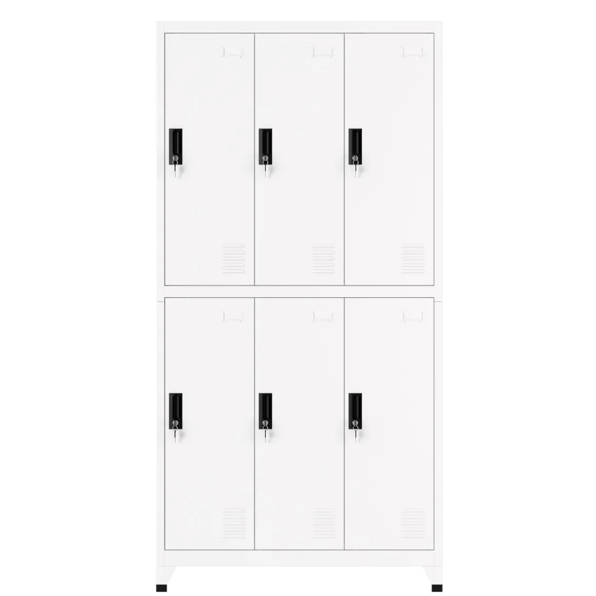 Garderobe Spind FORTI Metall 6 Fächer 90 x 180 cm weiss