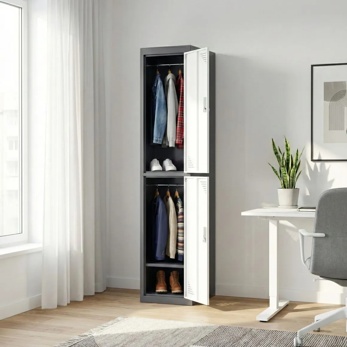 Garderobe Spind 2 Türen 38 x 185 cm anthrazit