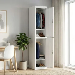 Garderobe Spind 2 Türen 38 x 185 cm weiss
