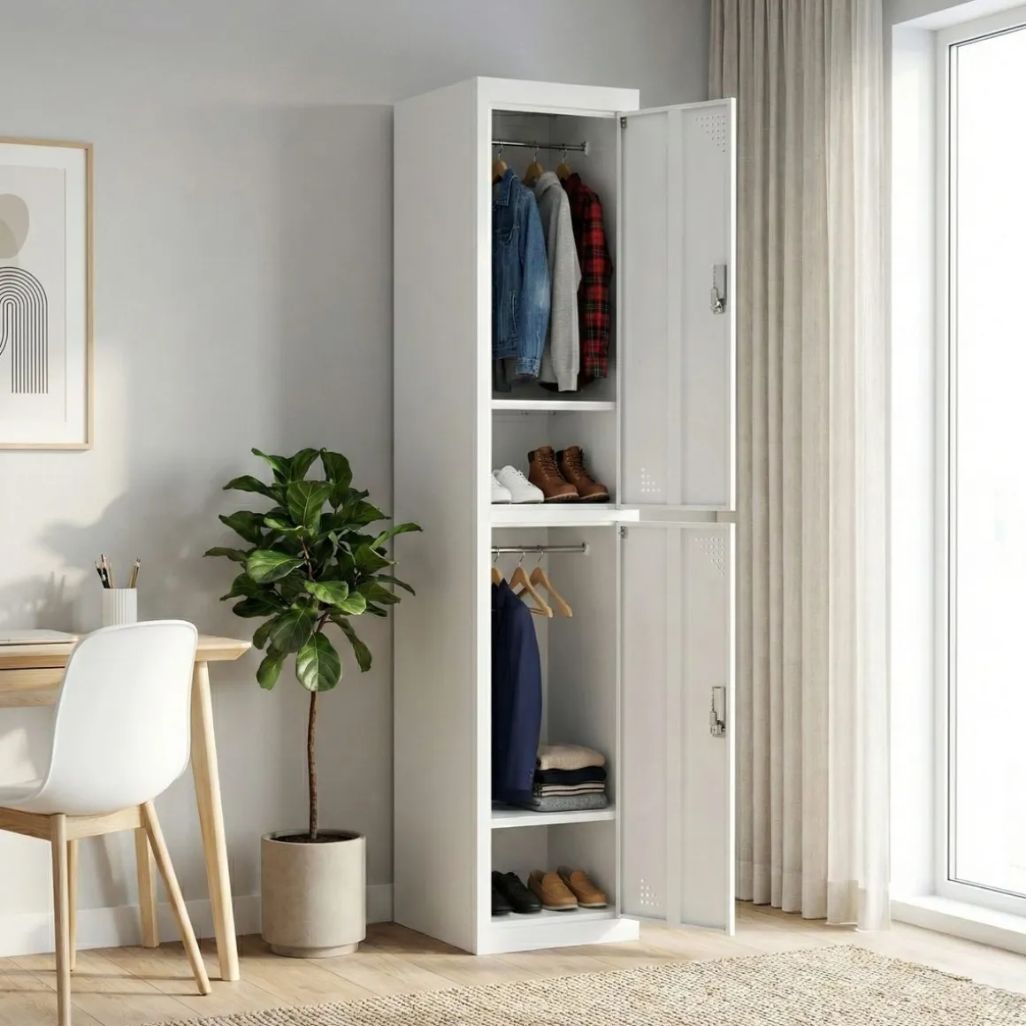 Garderobe Spind 2 Türen 38 x 185 cm weiss