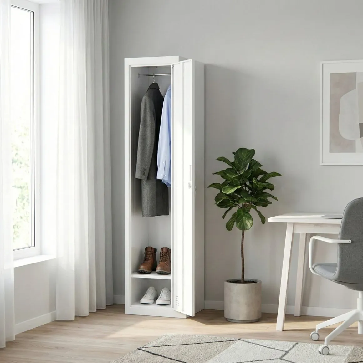 Garderobe Spind 1 Türe 38 x 185 cm weiss