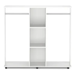 Garderobe TUBY auf Rollen 130 x 120 cm weiss