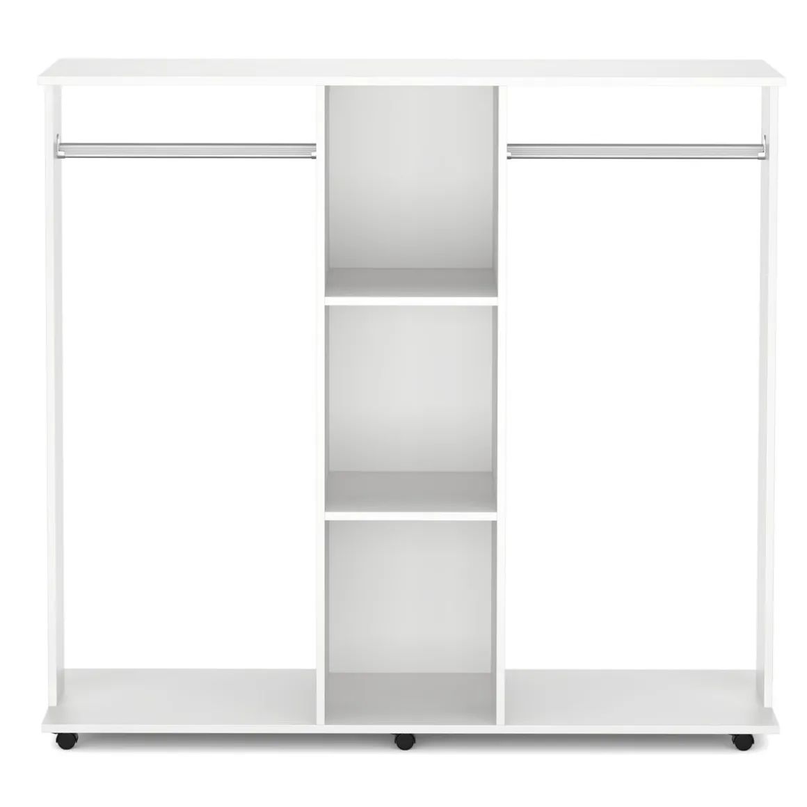 Garderobe TUBY auf Rollen 130 x 120 cm weiss