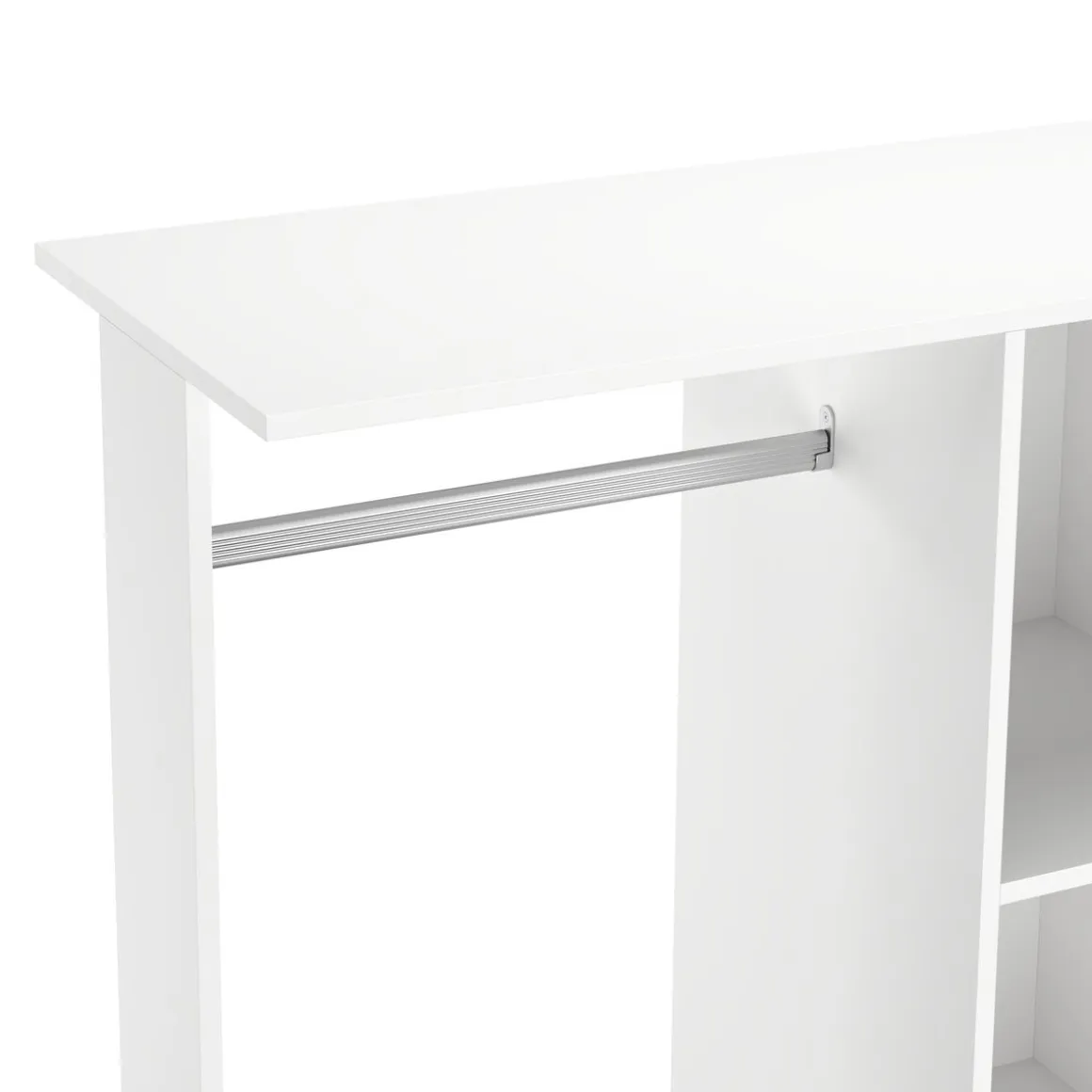 Garderobe TUBY auf Rollen 130 x 120 cm weiss