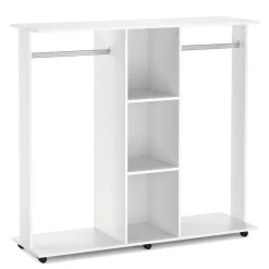 Garderobe TUBY auf Rollen 130 x 120 cm weiss