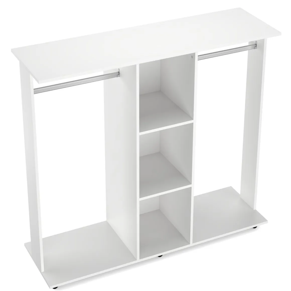 Garderobe TUBY auf Rollen 130 x 120 cm weiss
