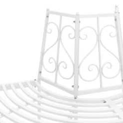 Gartenbank halbrund mit Rückenlehne LISE 124 cm weiss