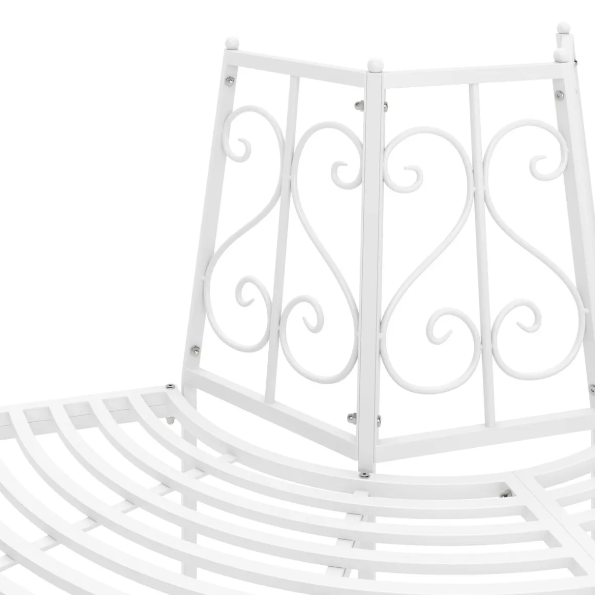 Gartenbank halbrund mit Rückenlehne LISE 124 cm weiss