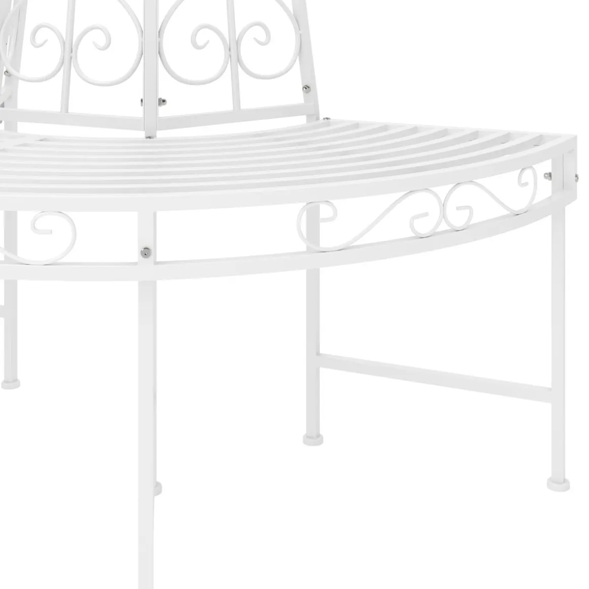 Gartenbank halbrund mit Rückenlehne LISE 124 cm weiss