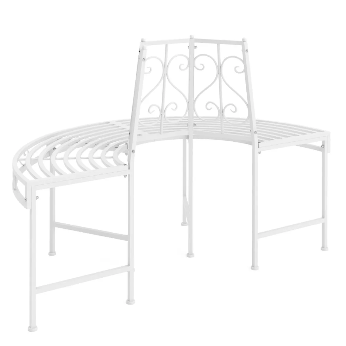 Gartenbank halbrund mit Rückenlehne LISE 124 cm weiss