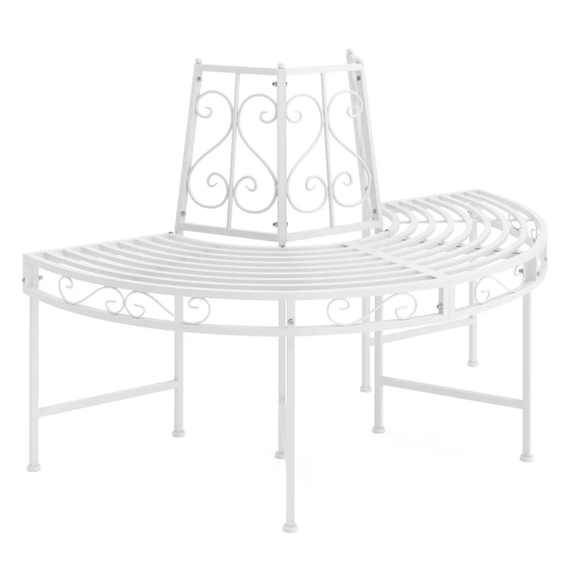 Gartenbank halbrund mit Rückenlehne LISE 124 cm weiss