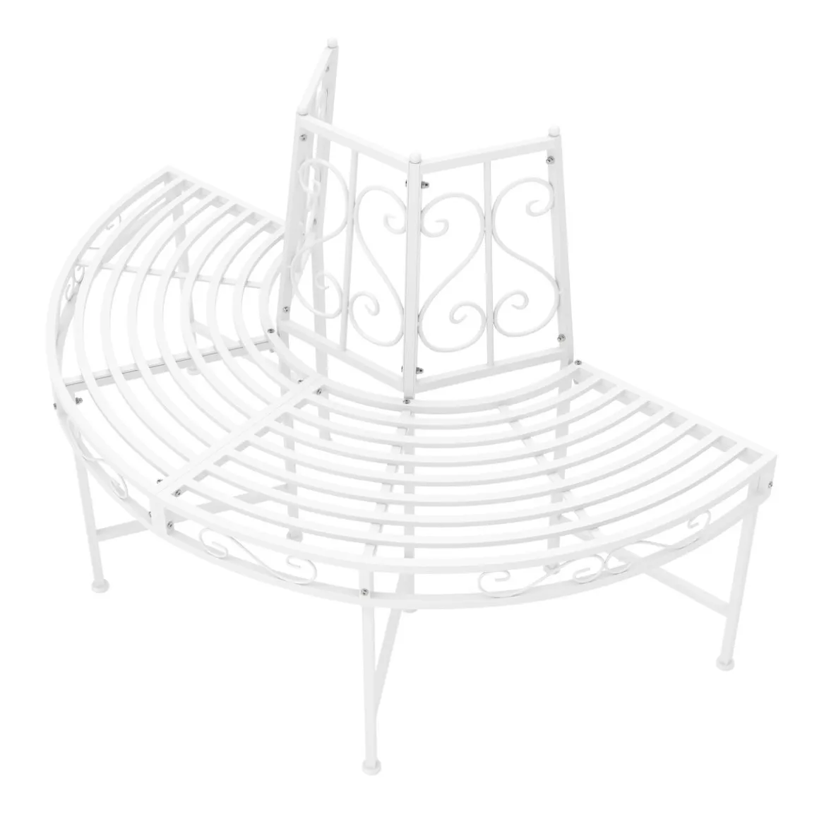 Gartenbank halbrund mit Rückenlehne LISE 124 cm weiss