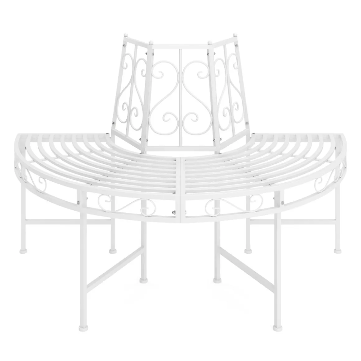Gartenbank halbrund mit Rückenlehne LISE 124 cm weiss