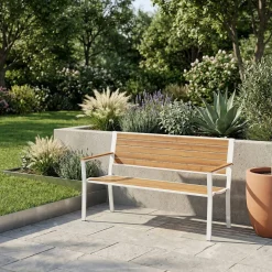 Gartenbank MARLENE 127 cm natur/weiss