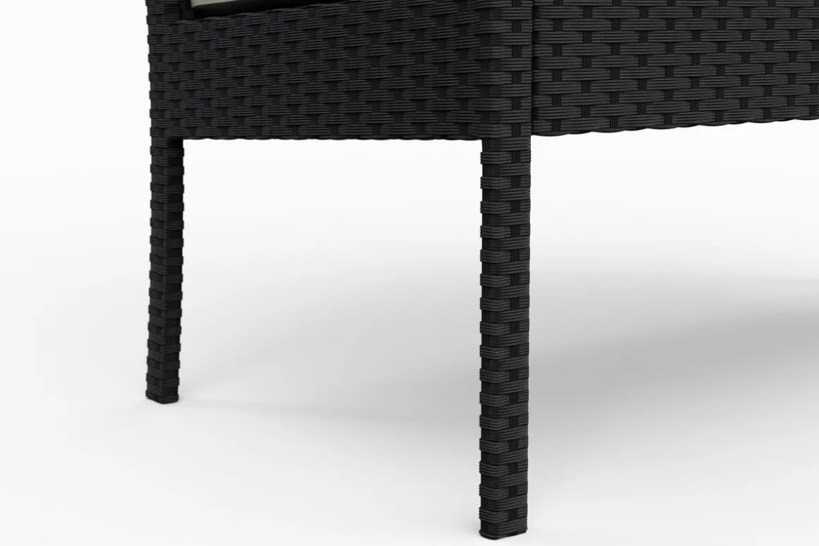 Gartenbank Rattan 108 cm schwarz