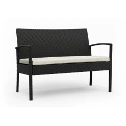 Gartenbank Rattan 108 cm schwarz