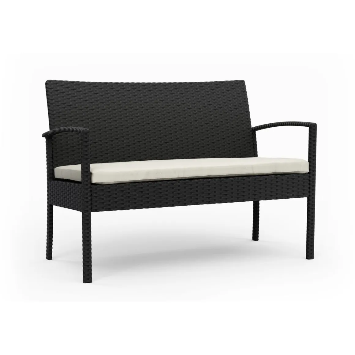 Gartenbank Rattan 108 cm schwarz