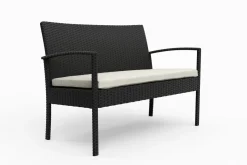Gartenbank Rattan 108 cm schwarz
