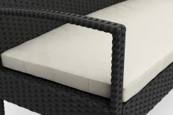 Gartenbank Rattan 108 cm schwarz