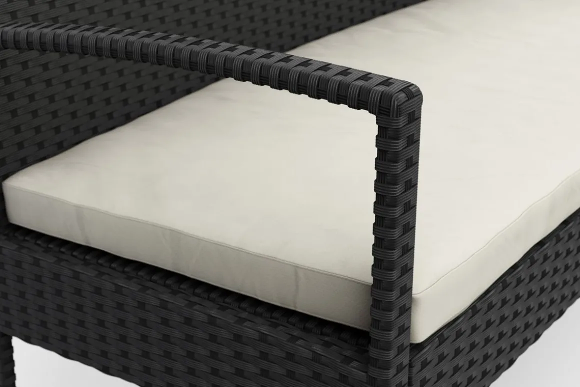 Gartenbank Rattan 108 cm schwarz